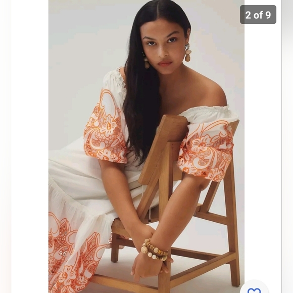 Anthropologie Tina Puff-Sleeved Embroidered Maxi Dress - Picture 2 of 9